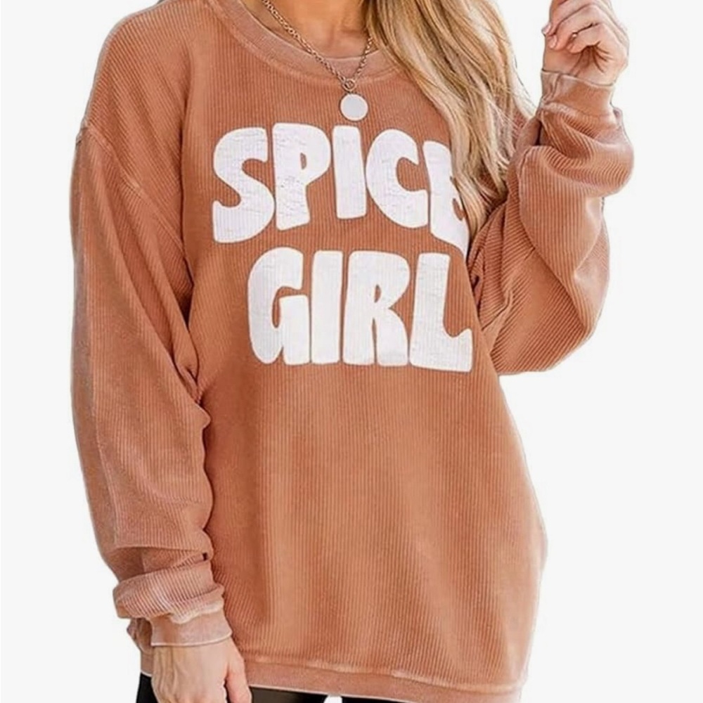 Spice Girl Crew neck, long sleeve, ribbed graphic sweatshirt. Size medium